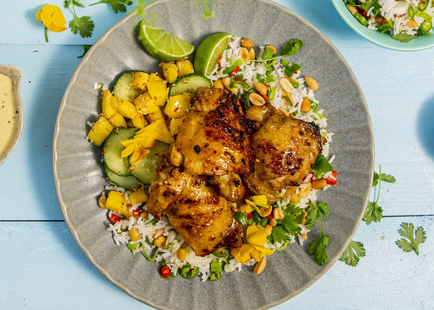 Grillet overlår med ris kokos og mango