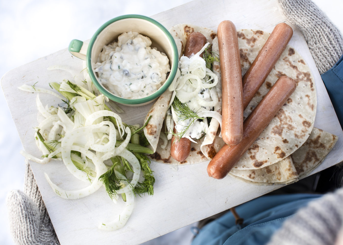 Grillpølse med Cottage chees og philadelphiaost