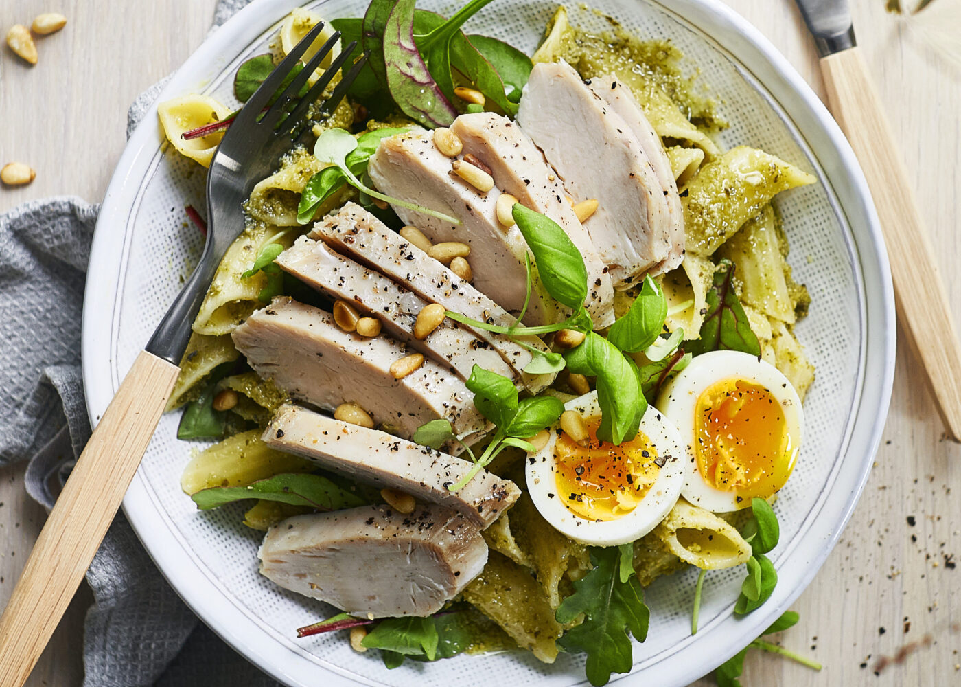 Mikrokylling med pasta og pesto