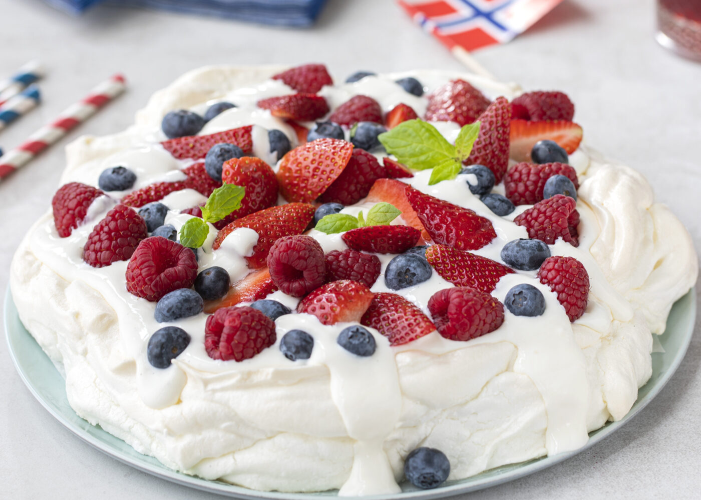 17. mai Pavlova i rødt, hvitt og blått