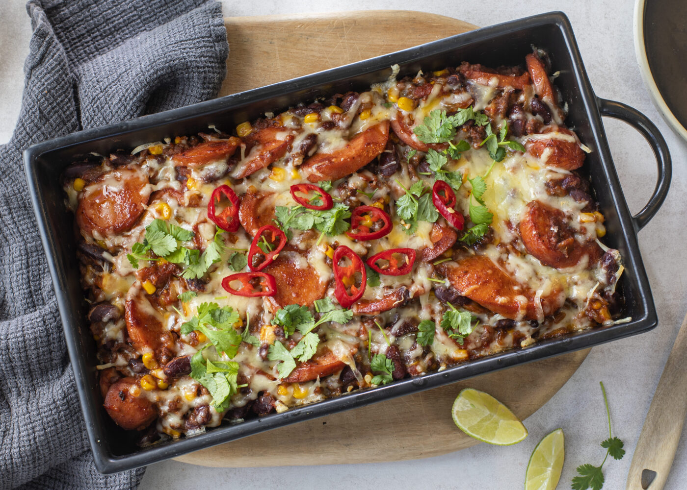 Tex-Mex pølsegrateng