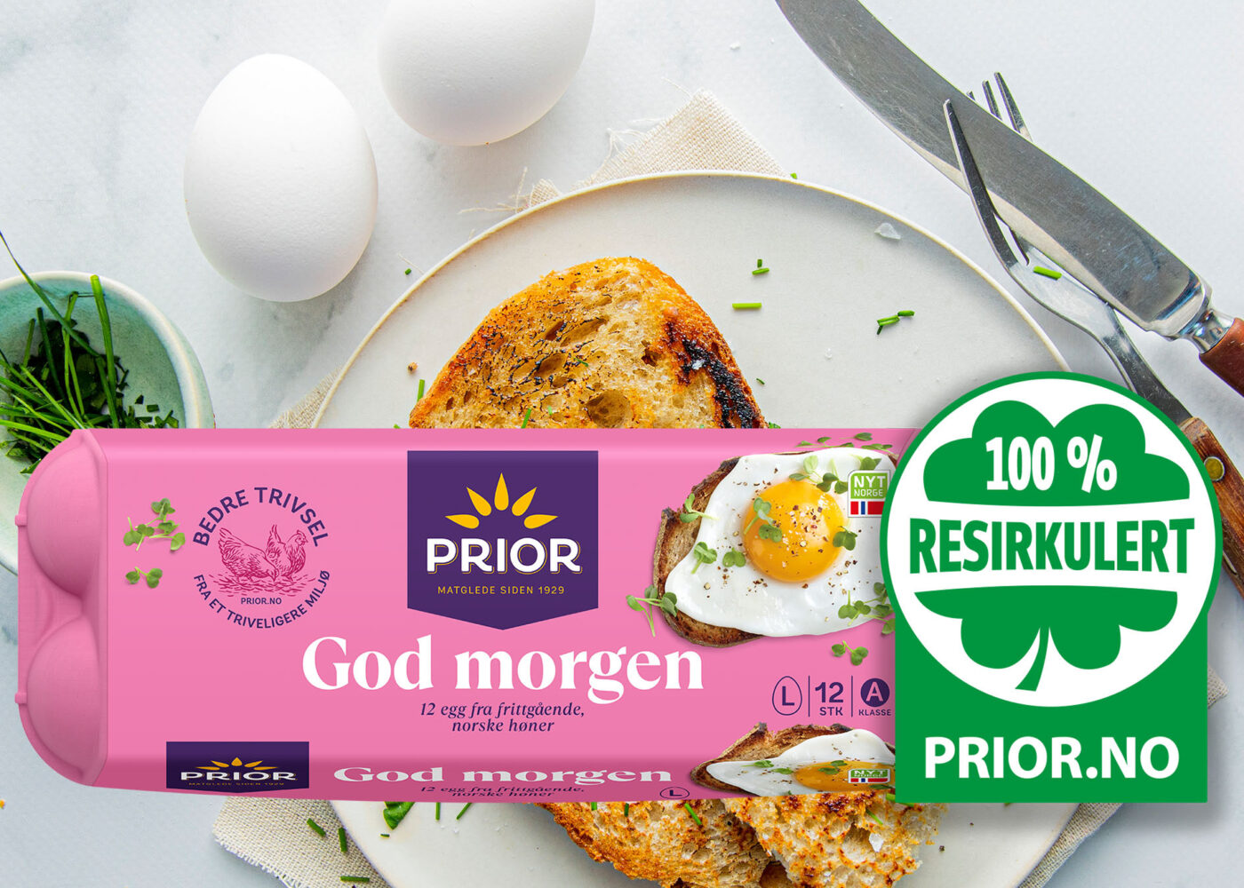 PRIOR eggekartonger lages resirkulerte aviser