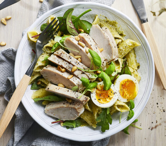 Mikrokylling med pasta og pesto