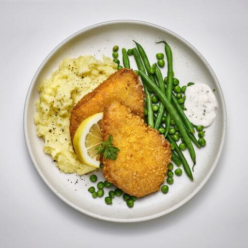 PRIOR ostepanetter med potetmos og brekkbønner